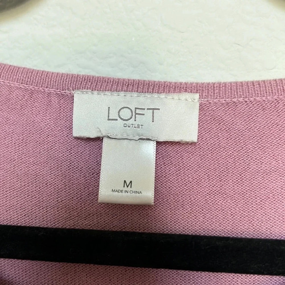 Loft Pink 3/4 Sleeve Lace Bottom Shirt - Picture 3 of 5